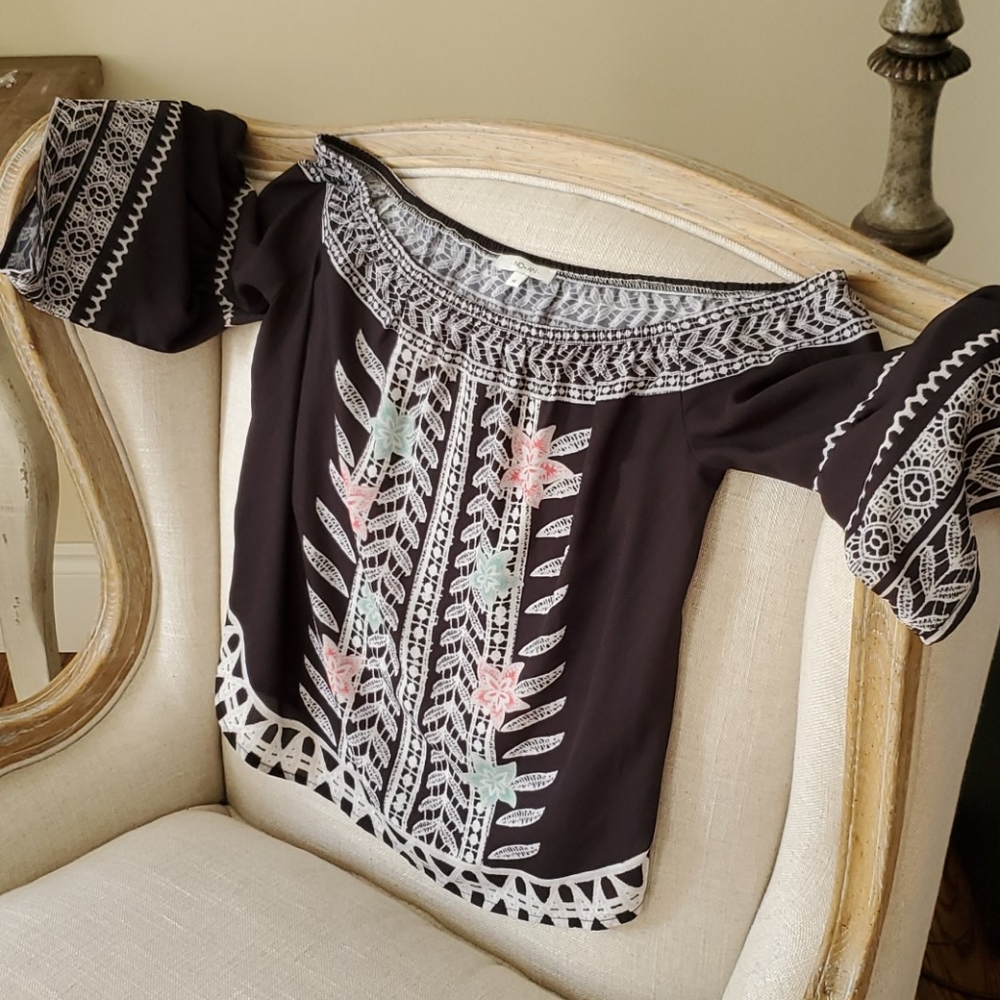 Off the shoulder silk blouse